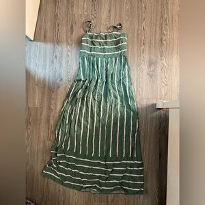 Elegant Green and White Striped A-Line Skirt